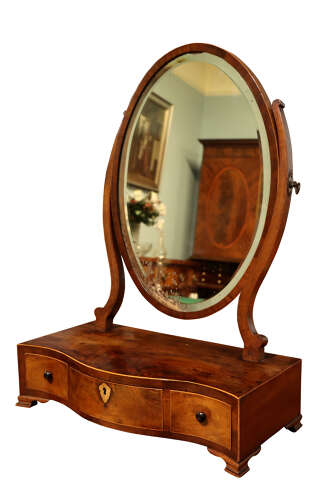 Georgian Oval Dressing Table Mirror with Serpentine Drawers