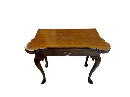 Fine George II Mahogany Concertina Action Card Table with Drawer, c.1750