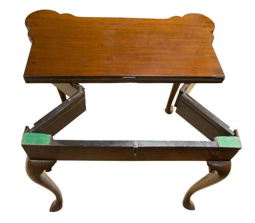 Fine George II Mahogany Concertina Action Card Table with Drawer, c.1750