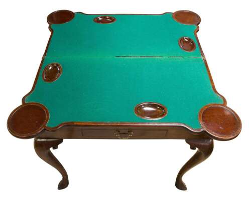 Fine George II Mahogany Concertina Action Card Table with Drawer, c.1750
