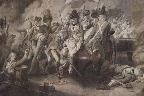 Fine Engraving after Copley – The Death of Major Pierson, Jersey 1781