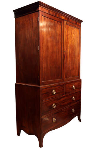 Fine George III Mahogany Linen Press, Circa 1800
