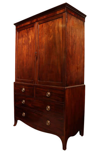 Fine George III Mahogany Linen Press, Circa 1800