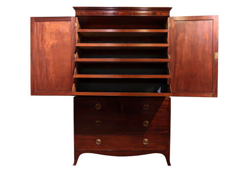 Fine George III Mahogany Linen Press, Circa 1800