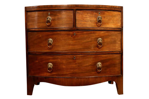 George III Bow Front Mahogany Chest of Drawers, Circa 1800