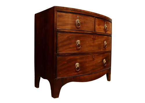 George III Bow Front Mahogany Chest of Drawers, Circa 1800