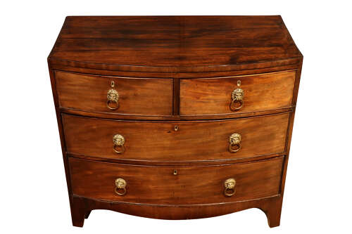 George III Bow Front Mahogany Chest of Drawers, Circa 1800