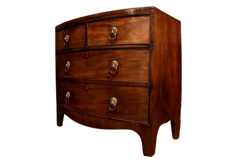 George III Bow Front Mahogany Chest of Drawers, Circa 1800