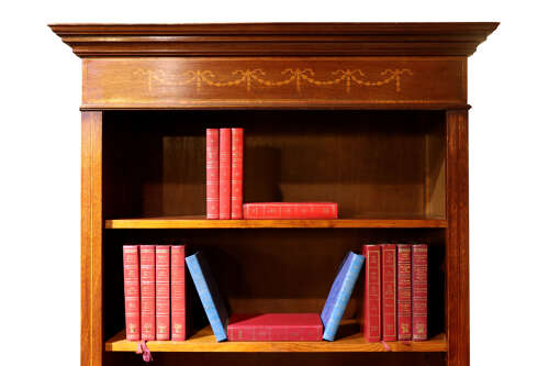 Mahogany Inlaid Edwardian Style Open Bookcase, Circa 1950