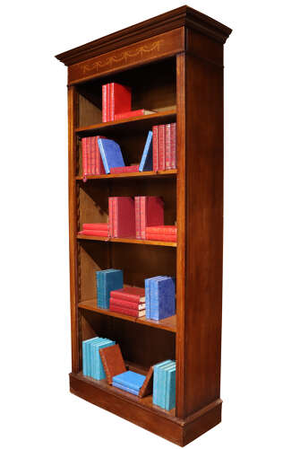 Mahogany Inlaid Edwardian Style Open Bookcase, Circa 1950