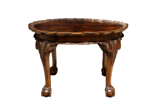 Queen Anne Style Burr Walnut Circular Occasional Table, Circa 1920