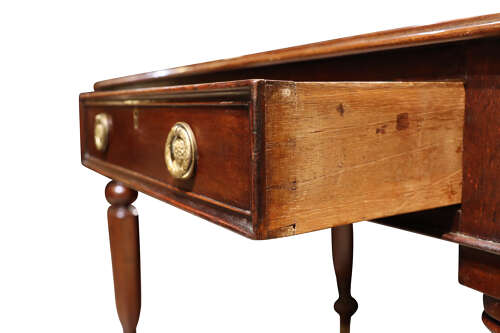 William IV Mahogany Two Drawer Leather Top Writing Table, Circa 1835