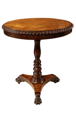 19th Century mahogany tripod wine / lamp table