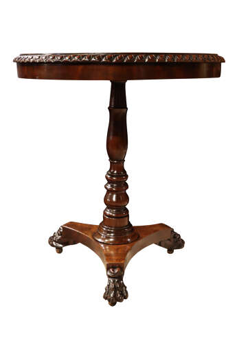 19th Century mahogany tripod wine / lamp table