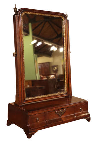 Victorian Mahogany Dressing Table Mirror with Three Drawers