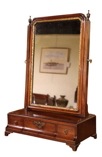 Victorian Mahogany Dressing Table Mirror with Three Drawers