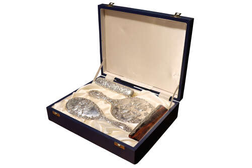 Hallmarked Sterling Silver Four Piece Dressing Table Set
