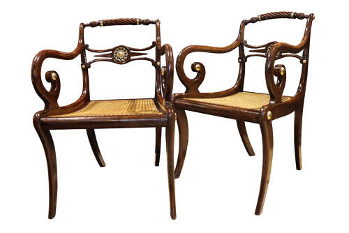 Pair of Fine English Regency Armchairs