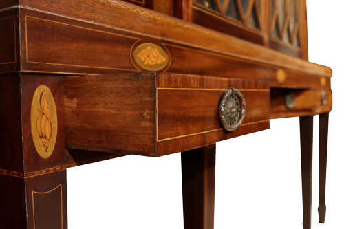 Exceptional Inlaid Mahogany Breakfront Display Cabinet on Stand, Circa 1880