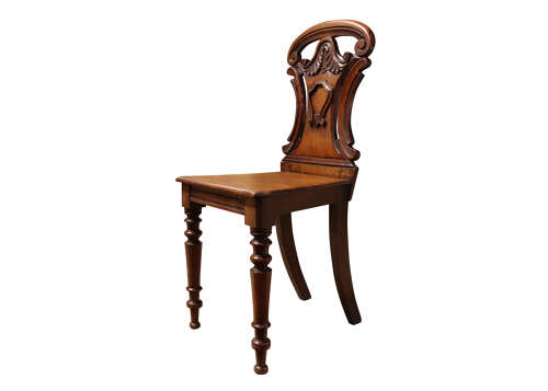 A Good Pair of Victorian Mahogany Hall Chairs c.1860