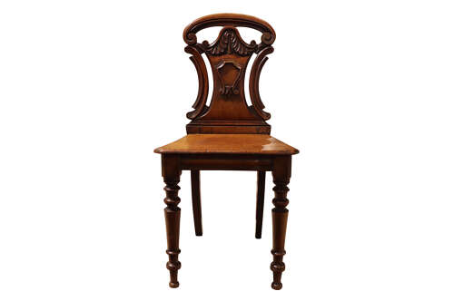 A Good Pair of Victorian Mahogany Hall Chairs c.1860