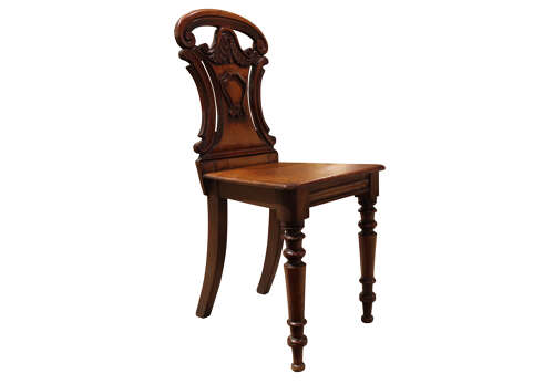 A Good Pair of Victorian Mahogany Hall Chairs c.1860
