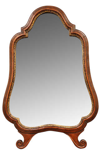 Fine 18th Century Walnut Strut Dressing Table Mirror with Gilt Slip