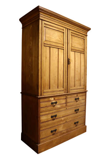 Fine English Ash Press Cupboard in the manner of Maple & Co., c.1880