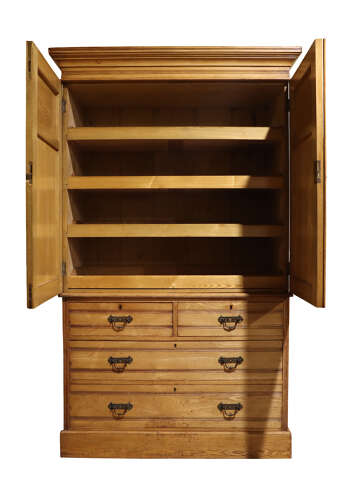 Fine English Ash Press Cupboard in the manner of Maple & Co., c.1880