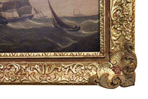 An Early Victorian Oil on Canvas of Shipping in Heavy Seas