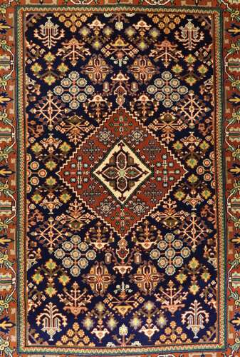 Persian Hand-Knotted Wool Rug, Geometric Medallion Design