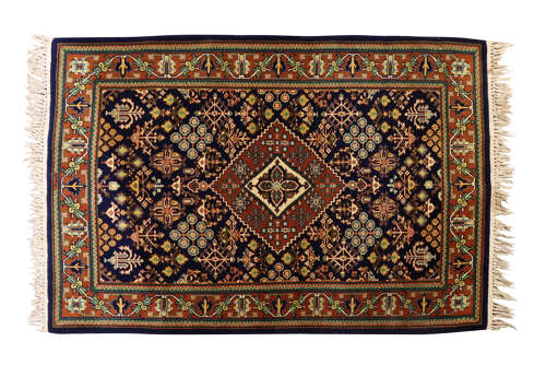 Persian Hand-Knotted Wool Rug, Geometric Medallion Design