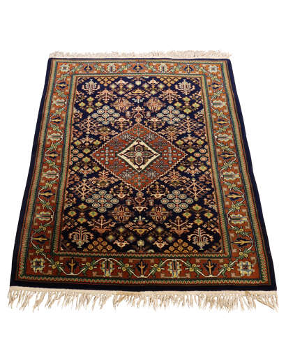 Persian Hand-Knotted Wool Rug, Geometric Medallion Design