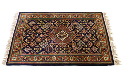 Persian Hand-Knotted Wool Rug, Geometric Medallion Design