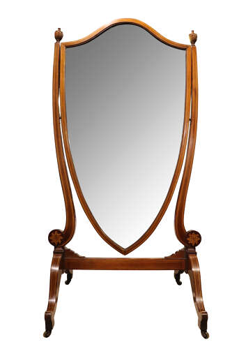 Fine Regency Inlaid Mahogany Cheval Mirror, c.1800–1820
