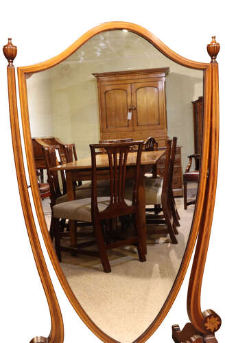 Fine Regency Inlaid Mahogany Cheval Mirror, c.1800–1820