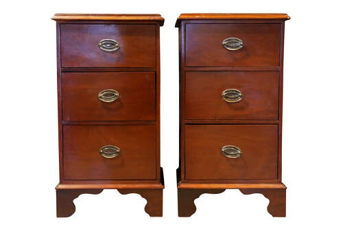 Pair of Victorian Mahogany Three Drawer Bedside Chests (Adapted) c.1880