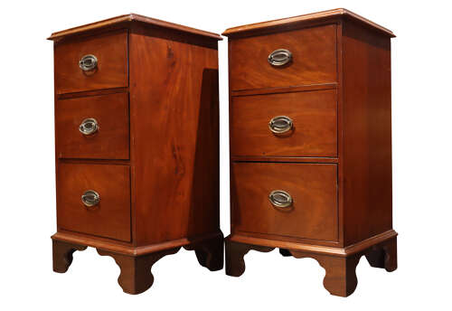 Pair of Victorian Mahogany Three Drawer Bedside Chests (Adapted) c.1880
