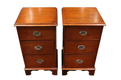 Pair of Victorian Mahogany Three Drawer Bedside Chests (Adapted) c.1880