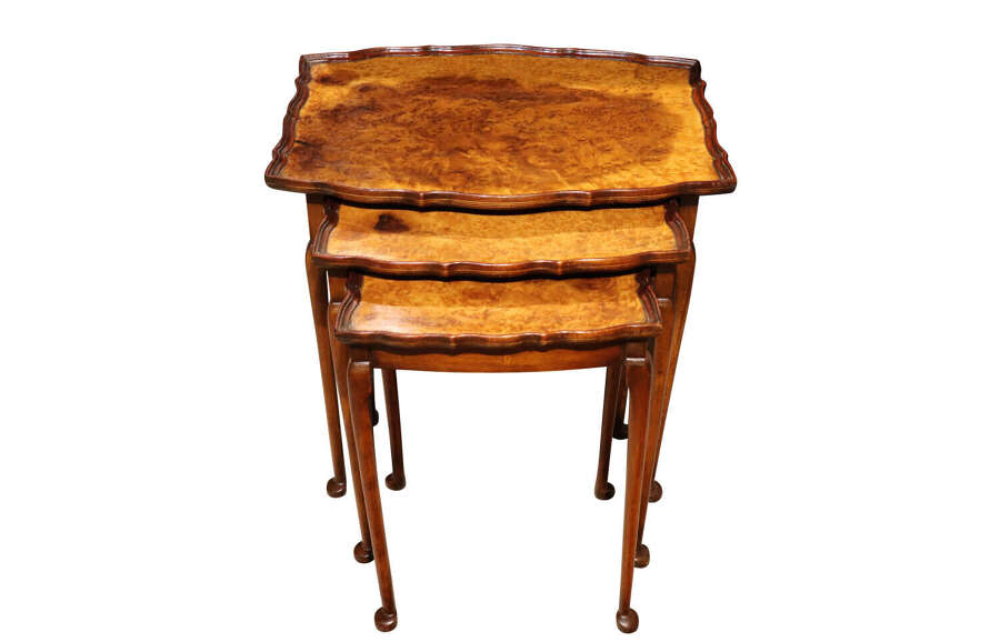 1920s Burr Walnut Nest of Three Tables c.1925