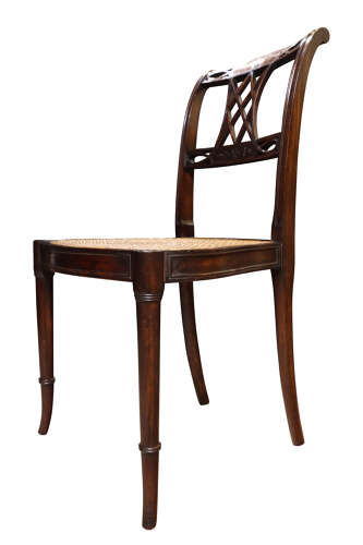 Edwardian Inlaid Mahogany Bedroom Chair with Cane Seat c.1900