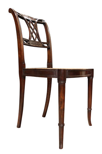 Edwardian Inlaid Mahogany Bedroom Chair with Cane Seat c.1900