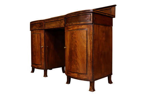 Regency Mahogany Bow Front Pedestal Sideboard, circa 1820