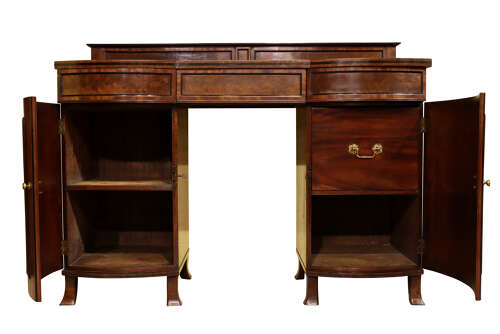 Regency Mahogany Bow Front Pedestal Sideboard, circa 1820