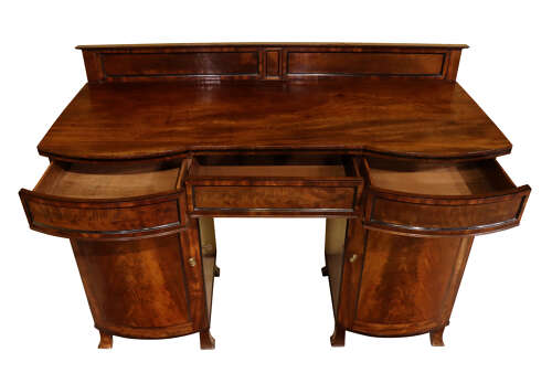 Regency Mahogany Bow Front Pedestal Sideboard, circa 1820