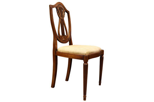 Set of Eight Hepplewhite Style Mahogany Lyre Back Dining Chairs, circa 1930