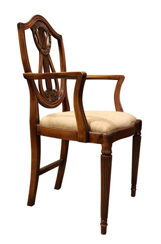 Set of Eight Hepplewhite Style Mahogany Lyre Back Dining Chairs, circa 1930