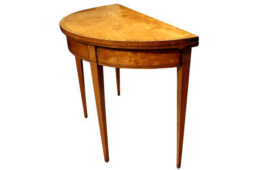 George III Satinwood and Kingwood Crossbanded Demi-Lune Card Table, circa 1800