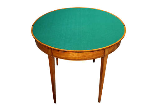 George III Satinwood and Kingwood Crossbanded Demi-Lune Card Table, circa 1800