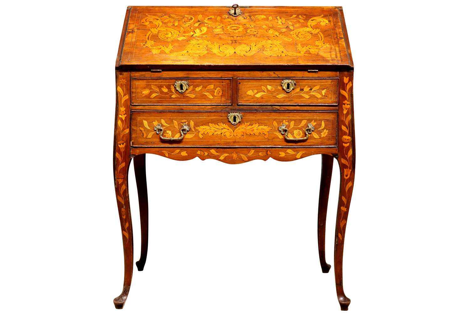 Fine Dutch Floral Marquetry Bureau, circa 1800